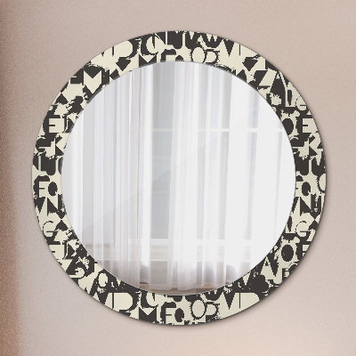 Miroir rond avec décoration Typographie abstraite