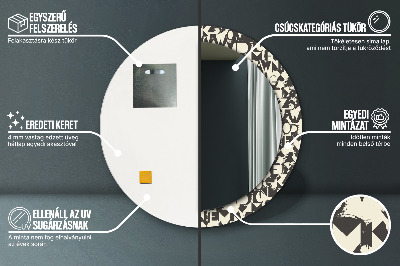 Miroir rond avec décoration Typographie abstraite