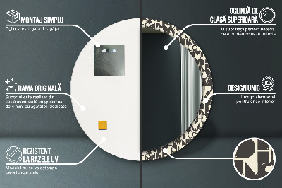 Miroir rond avec décoration Typographie abstraite