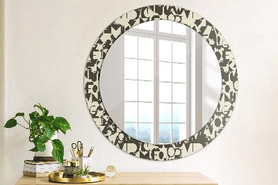 Miroir rond avec décoration Typographie abstraite