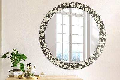 Miroir rond avec décoration Typographie abstraite