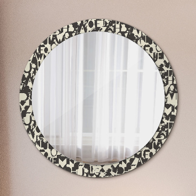 Miroir rond avec décoration Typographie abstraite