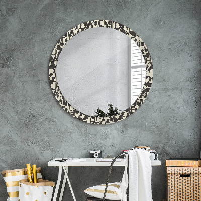 Miroir rond avec décoration Typographie abstraite