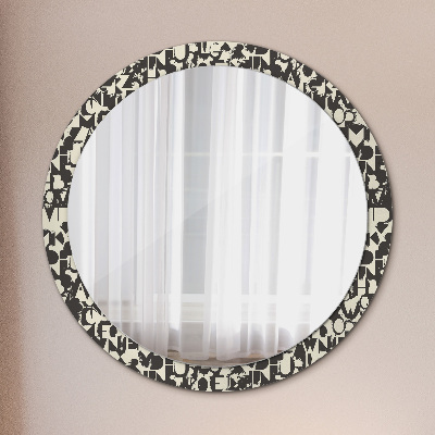 Miroir rond avec décoration Typographie abstraite