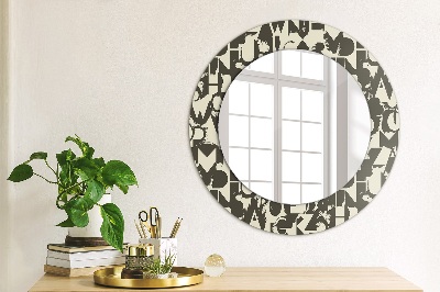 Miroir rond avec décoration Typographie abstraite