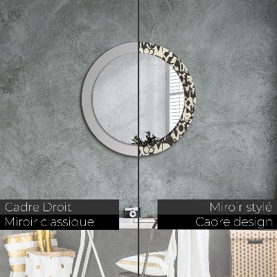 Miroir rond avec décoration Typographie abstraite