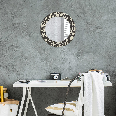 Miroir rond avec décoration Typographie abstraite