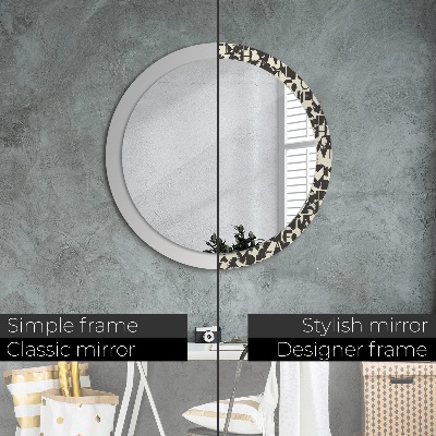 Miroir rond avec décoration Typographie abstraite