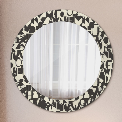 Miroir rond avec décoration Typographie abstraite