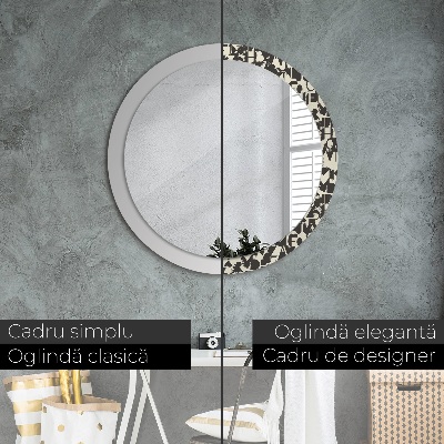 Miroir rond avec décoration Typographie abstraite