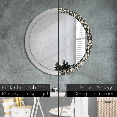 Miroir rond avec décoration Typographie abstraite