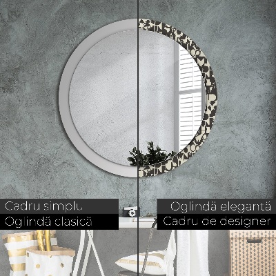 Miroir rond avec décoration Typographie abstraite