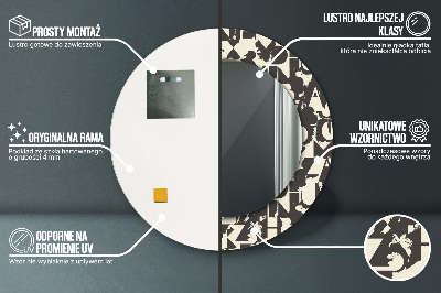 Miroir rond avec décoration Typographie abstraite