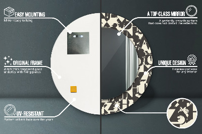 Miroir rond avec décoration Typographie abstraite