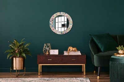 Miroir rond imprimé Multicolore sans couture