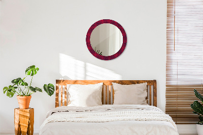 Miroir rond avec décoration À carreaux rouges