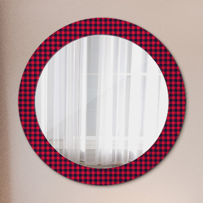 Miroir rond avec décoration À carreaux rouges