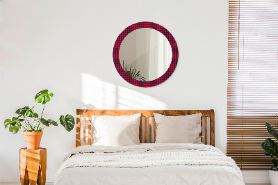 Miroir rond avec décoration À carreaux rouges