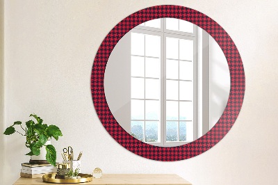 Miroir rond avec décoration À carreaux rouges