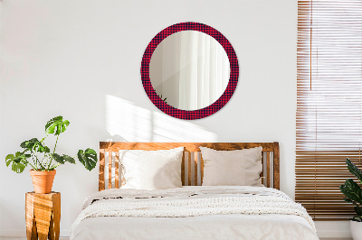 Miroir rond avec décoration À carreaux rouges