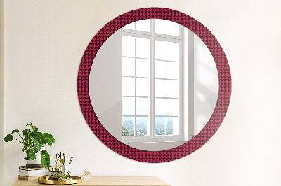 Miroir rond avec décoration À carreaux rouges
