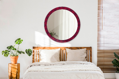 Miroir rond avec décoration À carreaux rouges