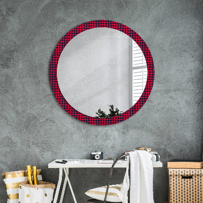 Miroir rond avec décoration À carreaux rouges
