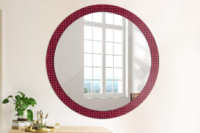Miroir rond avec décoration À carreaux rouges
