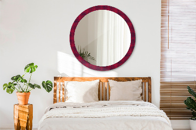 Miroir rond avec décoration À carreaux rouges