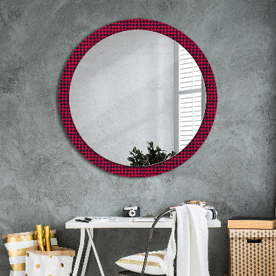 Miroir rond avec décoration À carreaux rouges