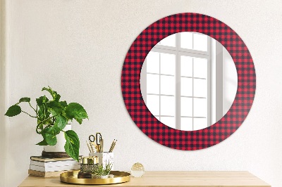 Miroir rond avec décoration À carreaux rouges