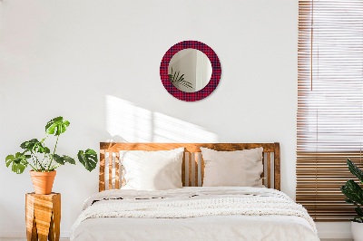 Miroir rond avec décoration À carreaux rouges