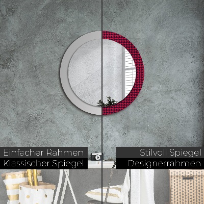Miroir rond avec décoration À carreaux rouges