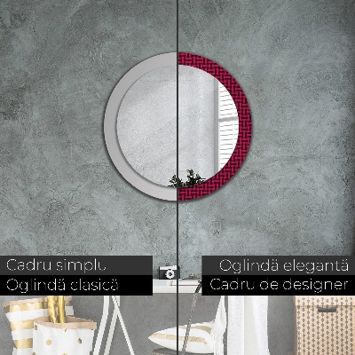 Miroir rond avec décoration À carreaux rouges