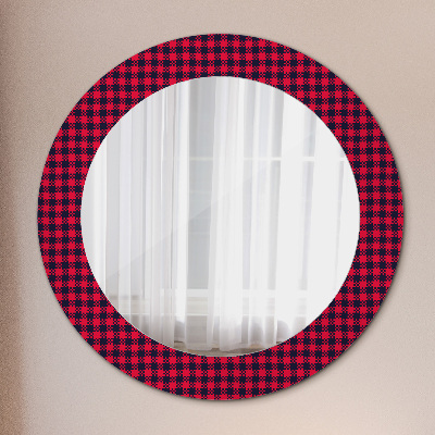 Miroir rond avec décoration À carreaux rouges