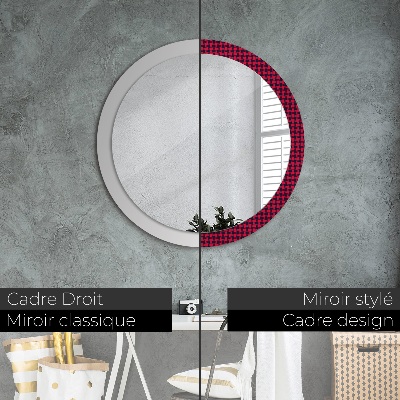 Miroir rond avec décoration À carreaux rouges