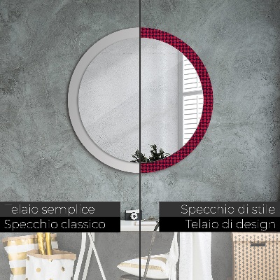 Miroir rond avec décoration À carreaux rouges
