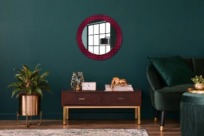 Miroir rond avec décoration À carreaux rouges
