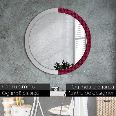 Miroir rond avec décoration À carreaux rouges