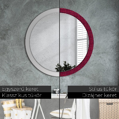Miroir rond avec décoration À carreaux rouges