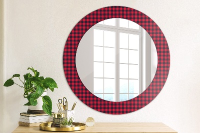 Miroir rond avec décoration À carreaux rouges