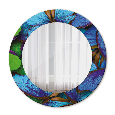 Miroir rond imprimé Papillon bleu et vert