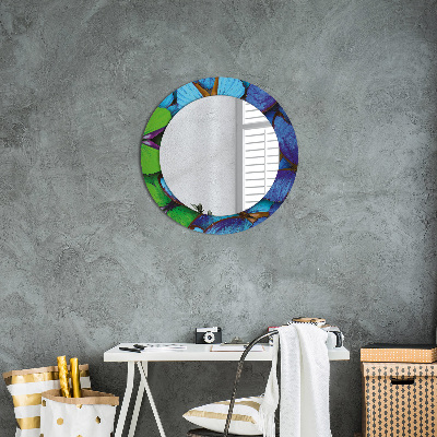 Miroir rond imprimé Papillon bleu et vert