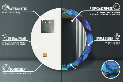 Miroir rond imprimé Papillon bleu et vert