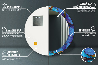 Miroir rond imprimé Papillon bleu et vert