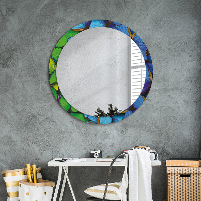 Miroir rond imprimé Papillon bleu et vert
