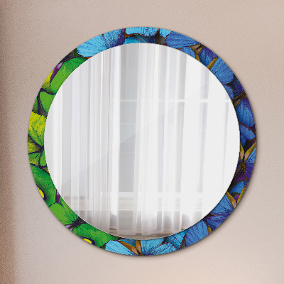 Miroir rond imprimé Papillon bleu et vert
