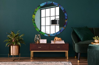 Miroir rond imprimé Papillon bleu et vert
