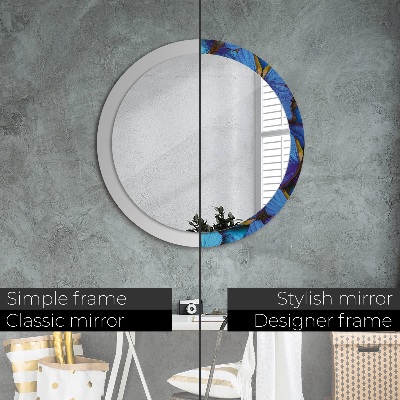 Miroir rond imprimé Papillon bleu et vert