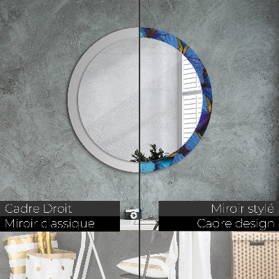 Miroir rond imprimé Papillon bleu et vert